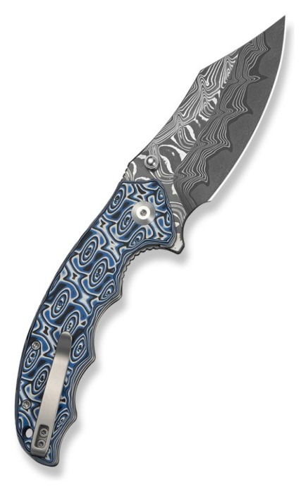Ніж складаний туристичний Civivi Pentad (8.8 см) Damascus / Micarta синій/білий