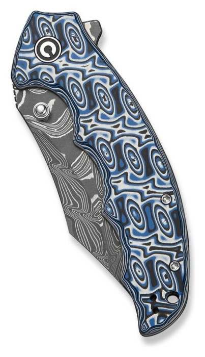 Ніж складаний туристичний Civivi Pentad (8.8 см) Damascus / Micarta синій/білий