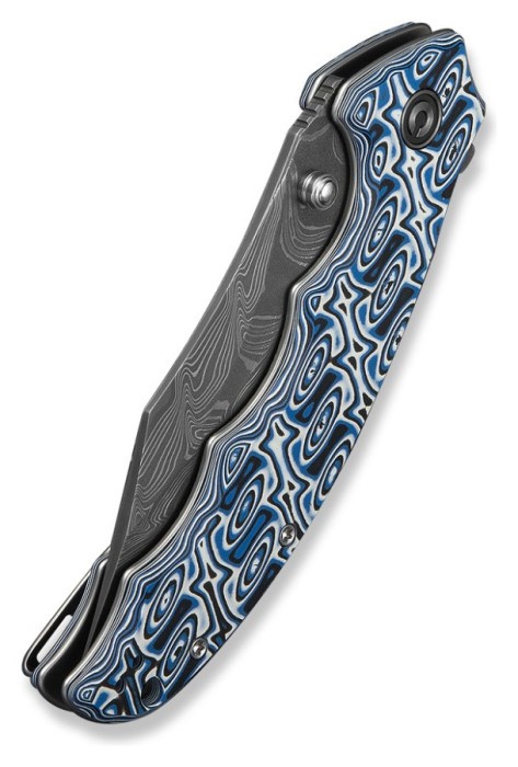 Ніж складаний туристичний Civivi Pentad (8.8 см) Damascus / Micarta синій/білий