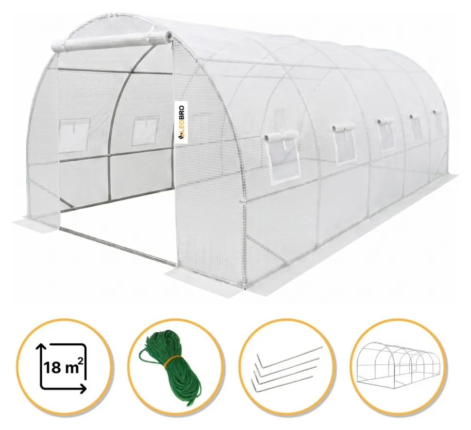 Посилена садова теплиця парник LEOBRO Garden 18м2 White (LB-18M25W) (LB-LB-18M25W)