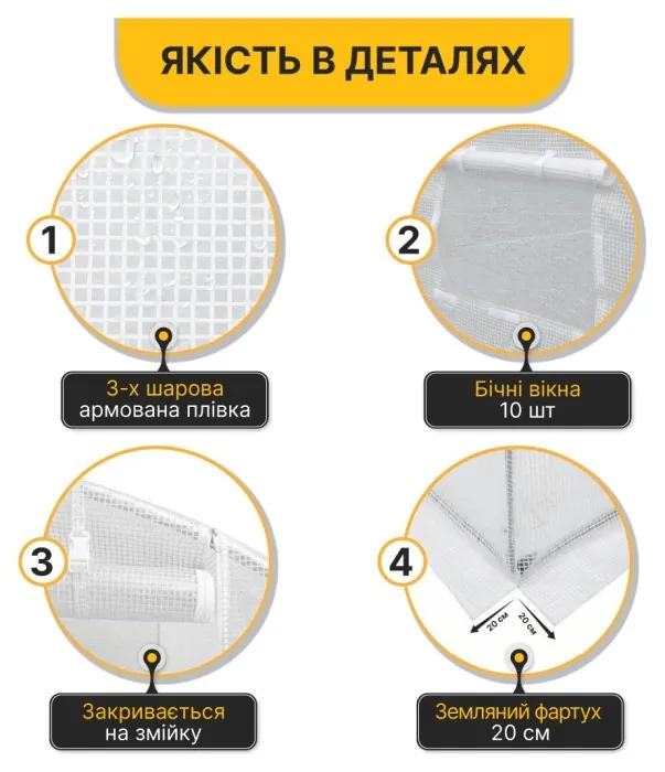 Посилена садова теплиця парник LEOBRO Garden 18м2 White (LB-18M25W)