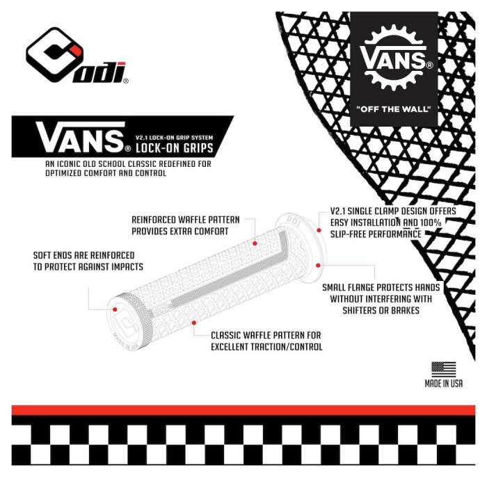 Грипсы ODI Vans v2.1 Lock-On MTB Closed End 135mm Blk/Grayw/Blk