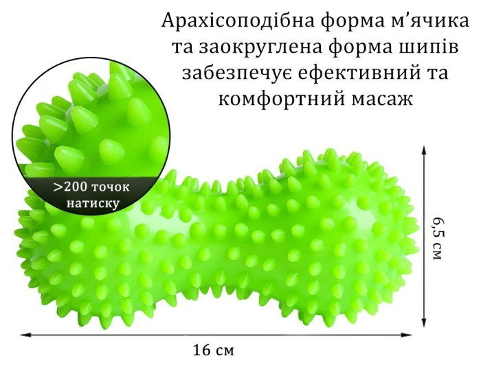 Масажний м'ячик EasyFit Goober з шипами зелений