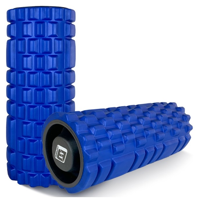 Масажний ролик EasyFit Grid Roller 33 см v.1.1 міцний масажер (синій)