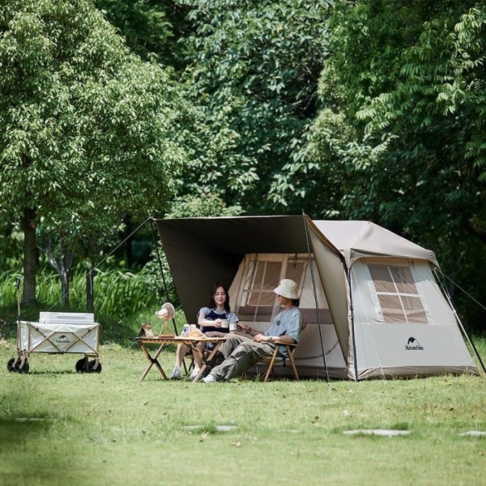 Намет з навісом Naturehike Village CNK2300ZP021, коричневий великий, укр, укр