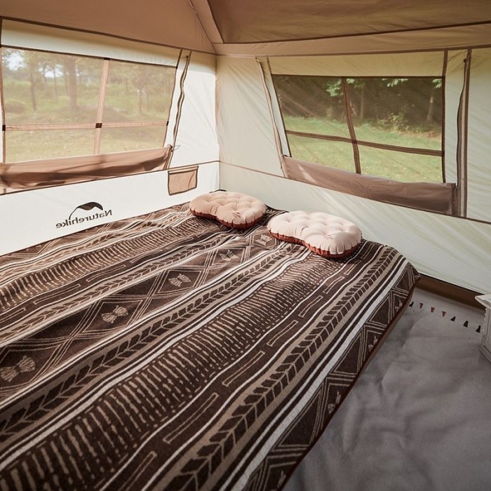 Намет з навісом Naturehike Village CNK2300ZP021, коричневий великий, укр, укр