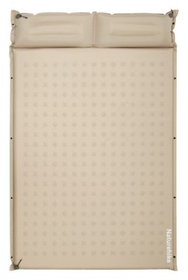 Матрац туристичний із подушкою, самонадувний двомісний Naturehike CNK2550WS025, вологостійкий, 200х130х6 см, бежевий