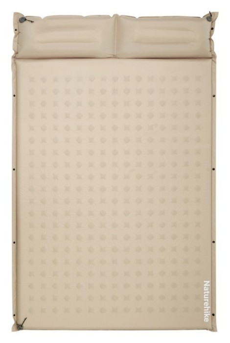 Матрац туристичний із подушкою, самонадувний двомісний Naturehike CNK2550WS025, вологостійкий, 200х130х6 см, бежевий, укр, укр