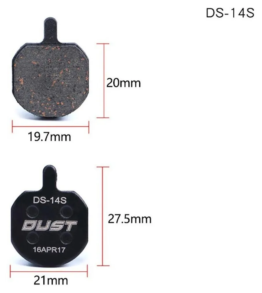 Колодки гальмівні disc Напівметал DUST DS-14S Hayes Sole hydraulic、MX2、MX3、MX4、GX2、CX5、Bengal HELIX3、HELIX5 AM (брендоване пакування) (BRS-025)