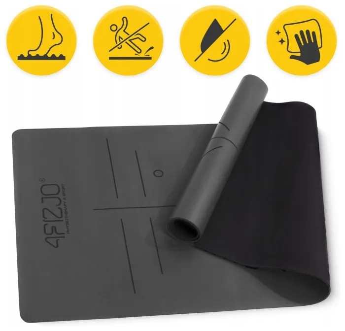 Коврик (мат) спортивный 4FIZJO PU 183 x 61 x 0.4 см для йоги и фитнеса Black (P-5907739319531)