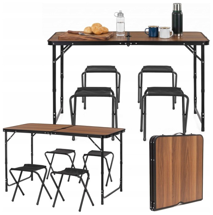 Набір кемпінговий Springos складний стіл та стільці 4 шт CS0180 Brown/Black
