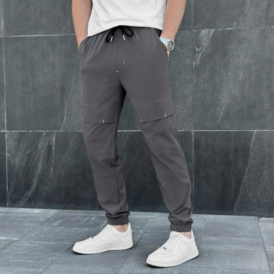 Мужские брюки джогеры с карманами темно-серые Pobedov Vershyna