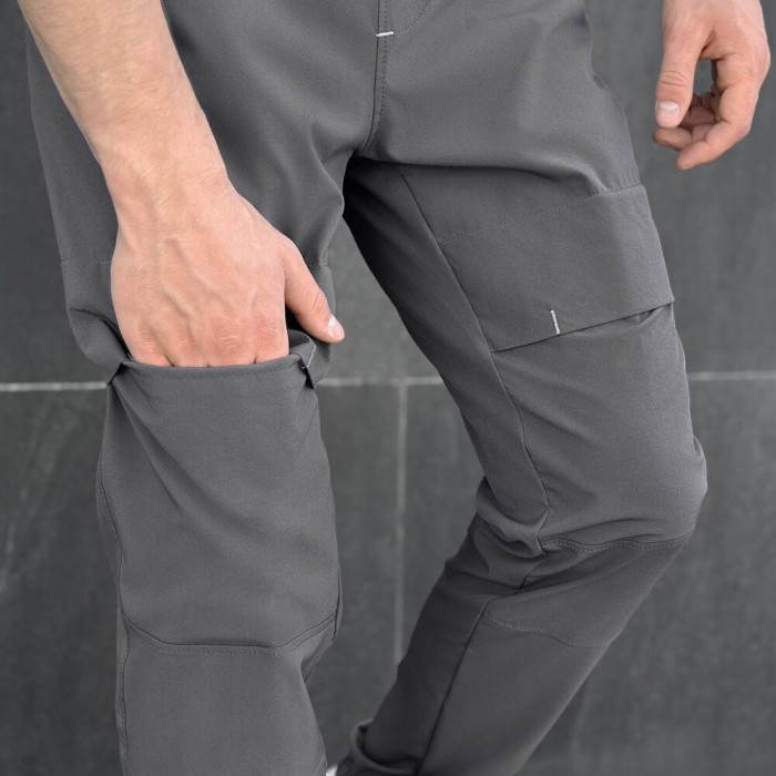 Мужские брюки джогеры с карманами темно-серые Pobedov Vershyna