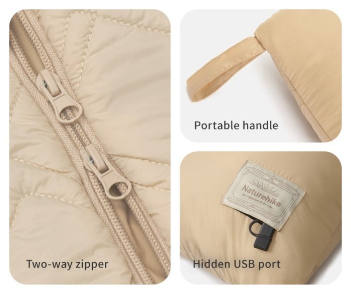 Одеяло с подогревом Naturehike CNK2450PJ015, 70х150 см, бежевое