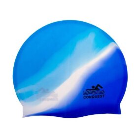 Шапочка для плавания CONQUEST SC01-A, бело-синяя