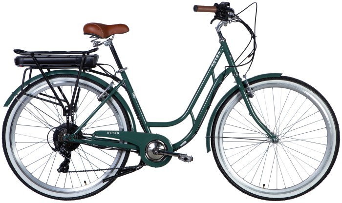 Велосипед с электроприводом 28" ST Dorozhnik eRETRO Vbr FR рама-19" 36B 12.5А*ч 500Вт зелено-серый PANTONE 5477 C 2025