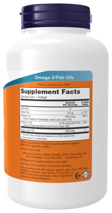 Cod Liver Oil 650mg - 250 sgels