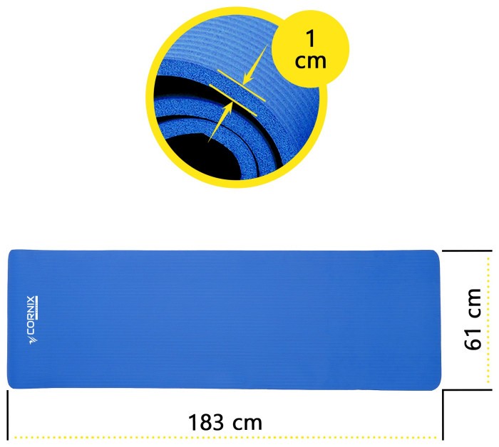Коврики спортивные Cornix NBR 183 x 61 x 1 cм для йоги и фитнеса XR-0009 Blue