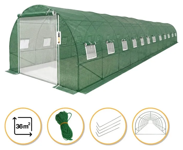 Посилена садова теплиця парник LEOBRO Garden 36м2 Green Mosquito Door (LB-G129-GRN)