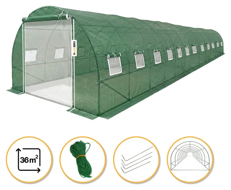 Посилена садова теплиця парник LEOBRO Garden 36м2 Green Mosquito Door (LB-G129-GRN) (LB-LB-G129-GRN)
