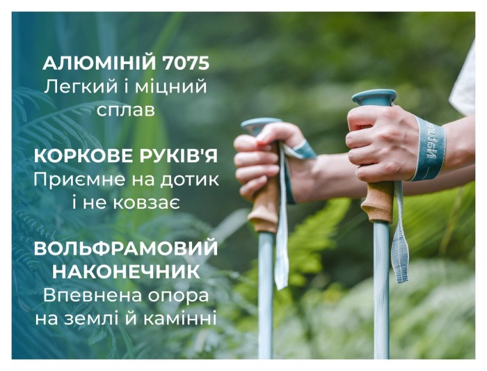 Трекінгова палиця Naturehike CNK2550DS013, 90-120 см, блакитна