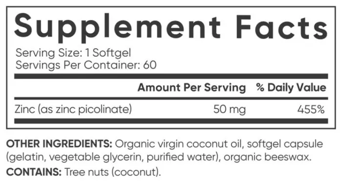 Zinc Picolinate 30mg - 90 softgels
