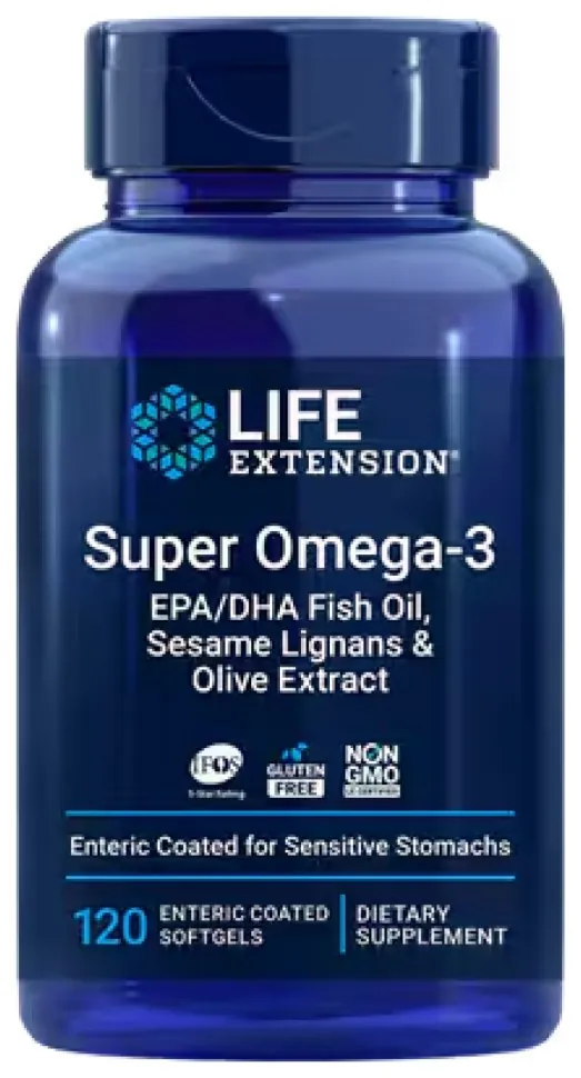 Super Omega-3 EPA/DHA Fish Oil Sesame Lignans & Olive Extract - 120 softgels