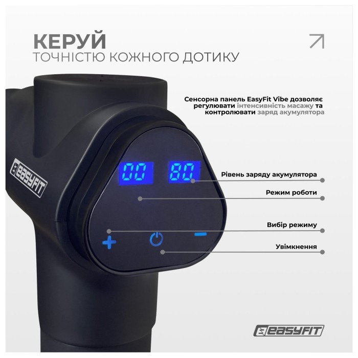 Перкусійний вібромасажер EasyFit UltraGun 13 насадок