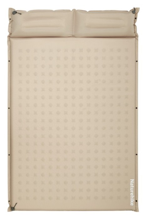 Матрац туристичний із подушкою, самонадувний двомісний Naturehike CNK2550WS025, вологостійкий, 200х130х3 см, бежевий, укр, укр