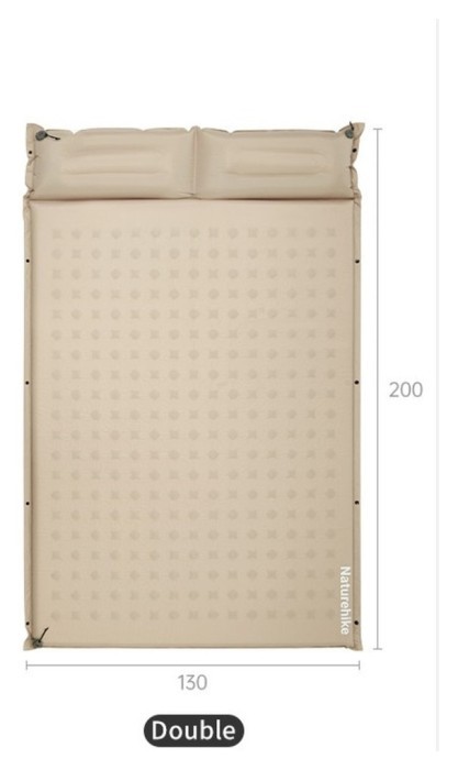 Матрац туристичний із подушкою, самонадувний двомісний Naturehike CNK2550WS025, вологостійкий, 200х130х3 см, бежевий, укр, укр