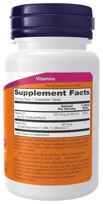 D3 + K2 Chewables - 90 tabs