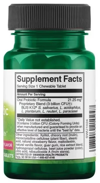 Oral Probiotic Formula 3 billion Cfu - 30 tabs Natural Strawberry