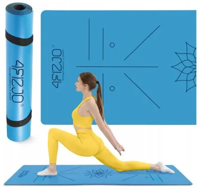 Коврик (мат) спортивный 4FIZJO PU 183 x 61 x 0.4 см для йоги и фитнеса Blue (P-5907739319555)