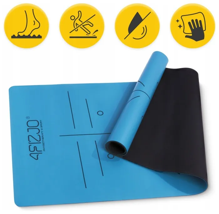 Коврик (мат) спортивный 4FIZJO PU 183 x 61 x 0.4 см для йоги и фитнеса Blue (P-5907739319555)