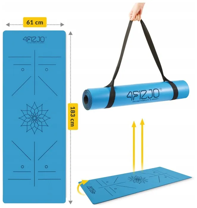 Коврик (мат) спортивный 4FIZJO PU 183 x 61 x 0.4 см для йоги и фитнеса Blue (P-5907739319555)