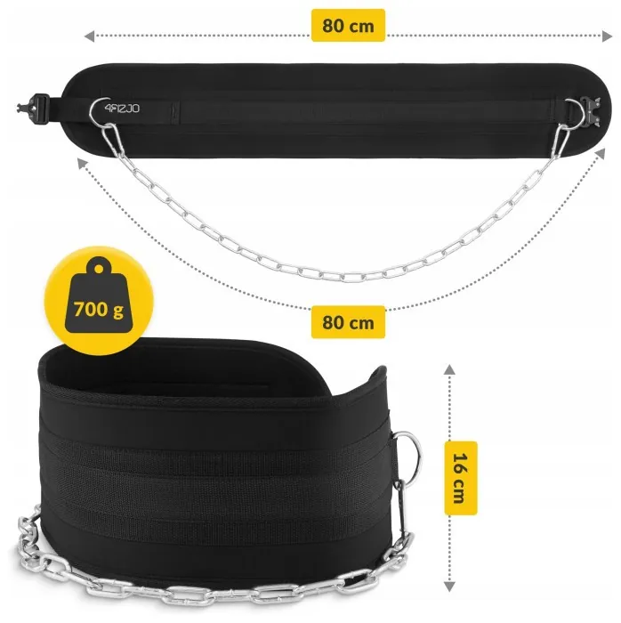 Пояс атлетичний для обтяження 4FIZJO Dip Belt 80 см Black (P-5905973402255)