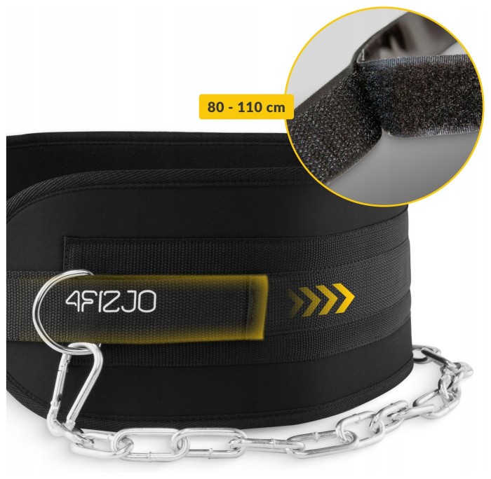 Пояс атлетичний для обтяження 4FIZJO Dip Belt 80 см Black (P-5905973402255)