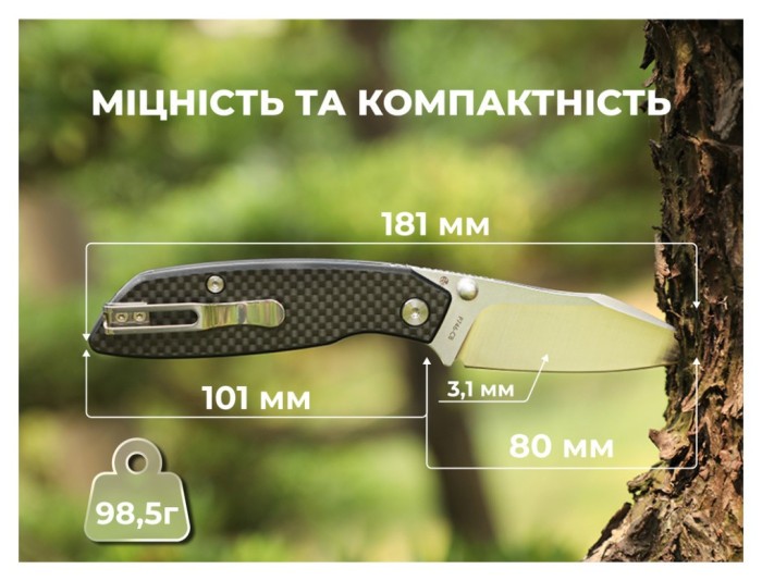 Ніж складаний туристичний Ruike P746-CB, (8 см) 14C28N / G10 чорний
