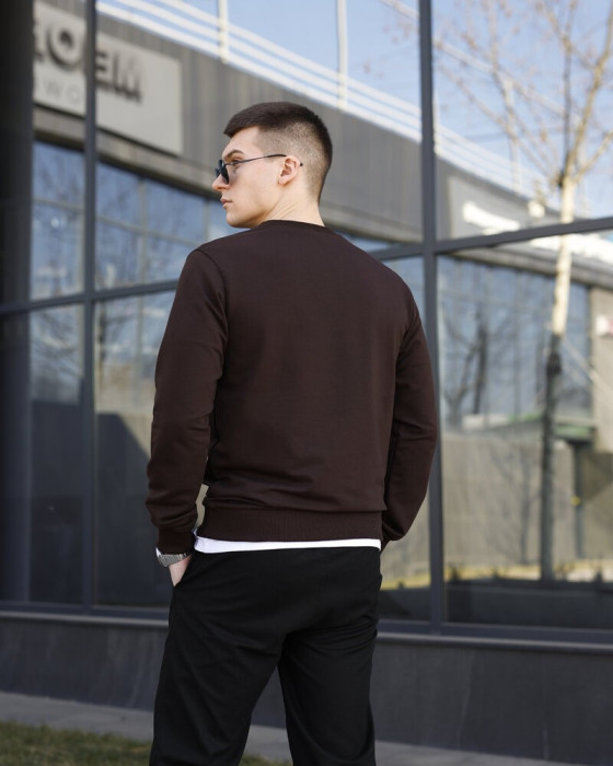 Свитшот мужской однотонный шоколадный Pobedov 001