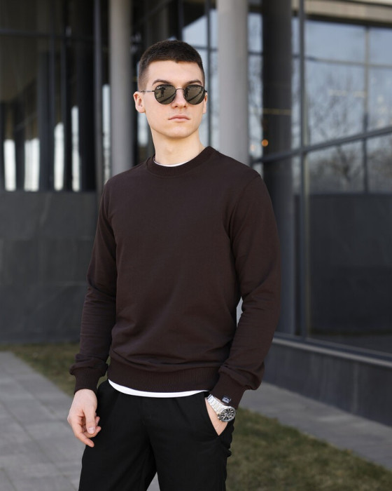 Свитшот мужской однотонный шоколадный Pobedov 001