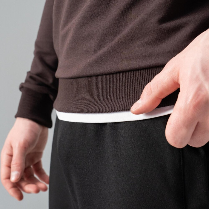 Свитшот мужской однотонный шоколадный Pobedov 001