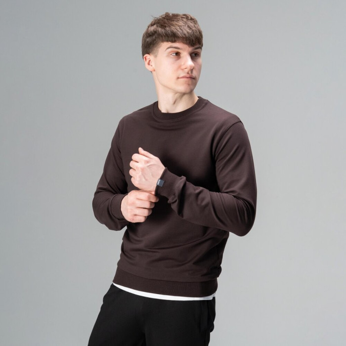 Свитшот мужской однотонный шоколадный Pobedov 001