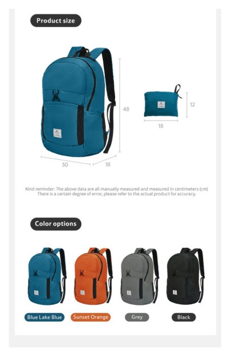 Рюкзак компактный сверхлегкий Naturehike NH17A017-B Yunyan, 30 л, серый
