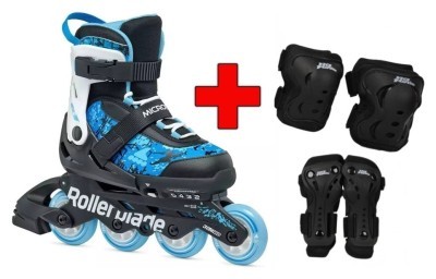 Комплект роликові ковзани Rollerblade Microblade SL black-sky blue + захист