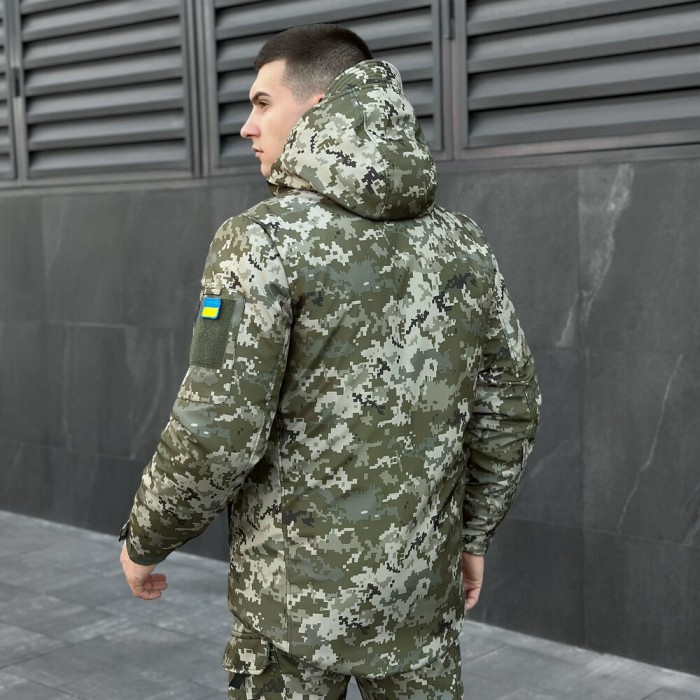 Мужская зимняя пиксельная куртка с капюшоном Pobedov Winter Jacket Motive ЗИМА В2
