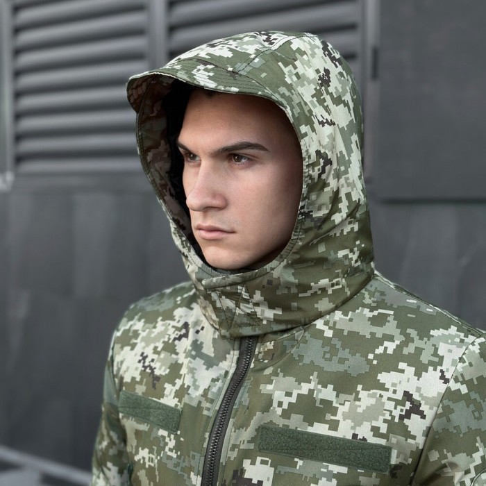 Мужская зимняя пиксельная куртка с капюшоном Pobedov Winter Jacket Motive ЗИМА В2