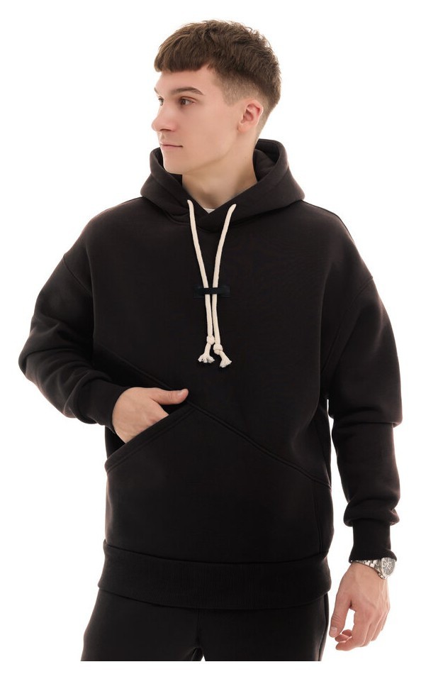 Черный спортивный костюм мужской осень/зима с капюшоном Pobedov Space