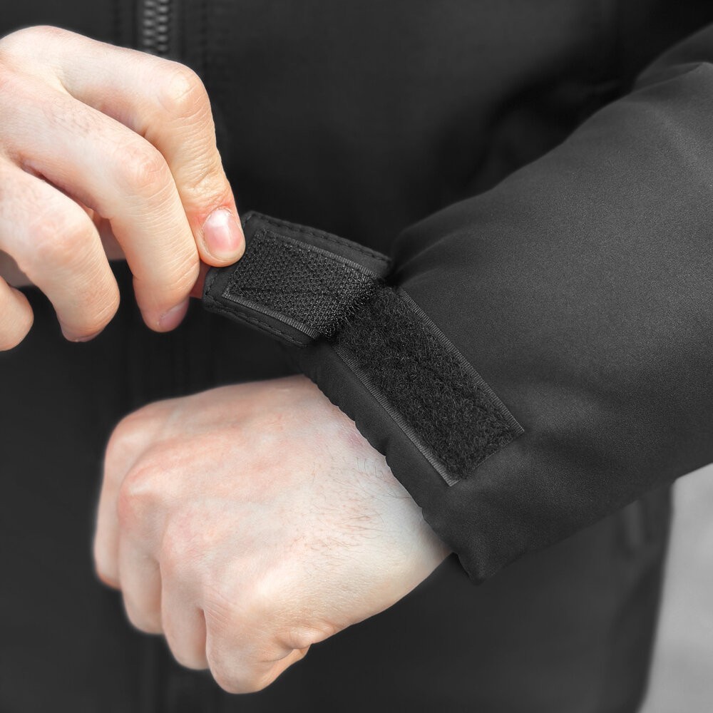 Черная мужская зимняя Куртка с капюшоном Pobedov Winter Jacket Motive ЗИМА В2