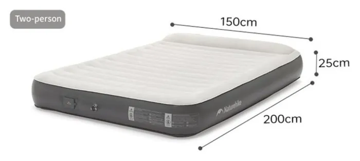 Самонадувний матрац, двомісний, із вбудованою помпою Naturehike CNK2450WS040, 250 мм, сірий