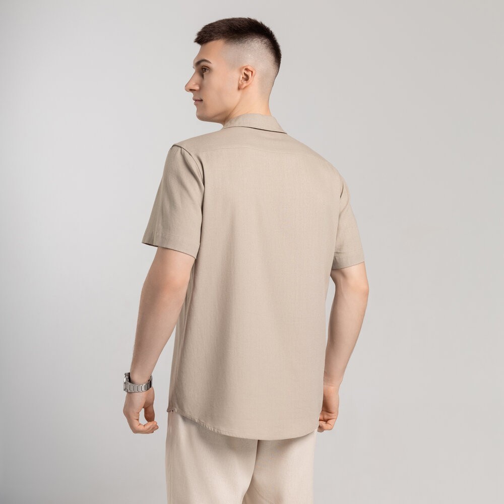 Чоловіча сорочка з коротким рукавом бежева Pobedov Marsel, укр, укр